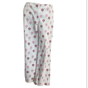 Vintage Logic floral cropped pants Capris flowers Cotton stretch white size 8